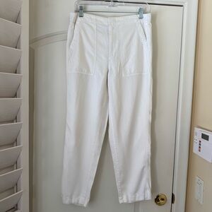 J Crew Relaxed Crop White Linen like Lightweight Pants Womens 10